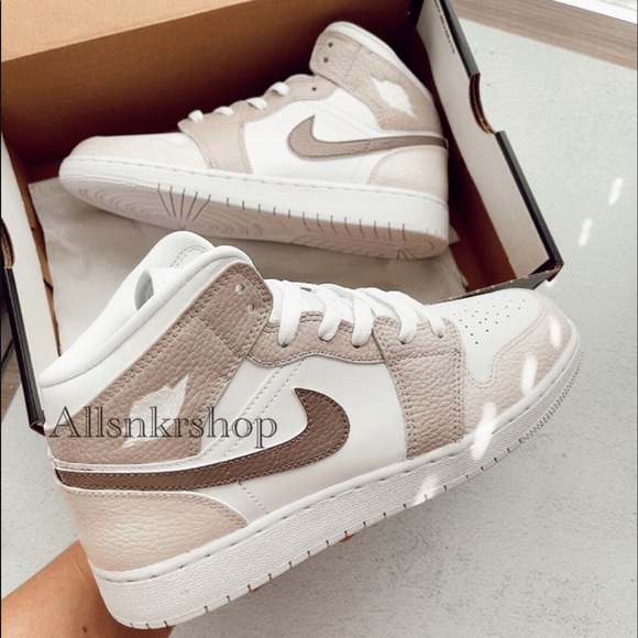 Jordan Shoes - Nike air jordan 1 mid custom brown hand painted